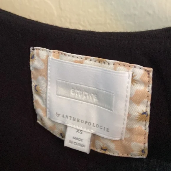 ❗️LAST CHANCE❗️Anthropologie Ett Twa Patchett Top Off Shoulder Tee Black XS - Picture 4 of 6